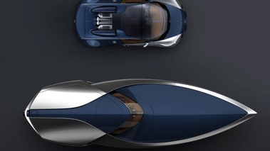 Bugatti Veyron Sang Bleu Speedboat -  vue de dessus, avec Veyron