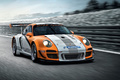 Porsche 997 GT3 R hybride 3/4 avant droit travelling