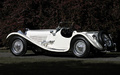 Jaguar SS100 3,1/2 Litre blanche profil