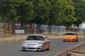 Porsche 997 GT3 RS gris/orange 3/4 avant gauche filé