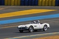 BMW 507 Roadster blanc 3/4 avant gauche filé vue de haut