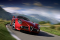 Alfa Romeo 8C Competizione rouge 3/4 avant droit travelling penché