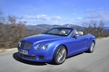 Bentley Continental GTC Speed bleu 3/4 avant gauche travelling penché