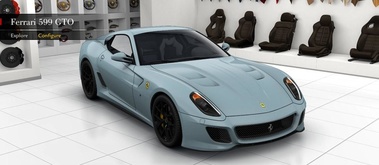 Ferrari 599 GTO bleu ciel 3/4 avant droit