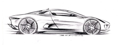 Jaguar C-X75 gris profil dessin