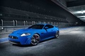 Jaguar XKR-S bleu 3/4 avant gauche