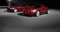 Jaguar XKR & XFR rouge 3/4 avant gauche travelling penché