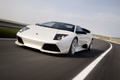 Lamborghini Murcielago LP640 blanc 3/4 avant gauche travelling penché