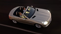 Mercedes SLK 2011 - beige - 3/4 avant droit, plongé, dans la pénombre