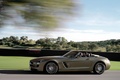 Mercedes SLS AMG roadster - marron - profil gauche capote ouverte dynamique