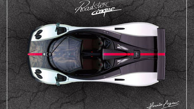 Pagani Zonda Cinque Roadster blanc vue du dessus