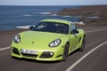 Porsche Cayman R vert 3/4 avant gauche travelling penché