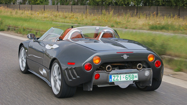 Spyker C8 Spyder anthracite Anvers 3/4 arrière gauche travelling