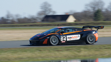 Lamborghini Gallardo GT3 noir/orange 3/4 avant gauche filé