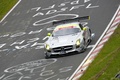 Mercedes SLS AMG GT3 gris 3/4 avant gauche filé penché vue de haut 3