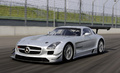 Mercedes SLS AMG GT3 gris 3/4 avant gauche travelling