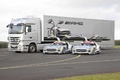 Mercedes SLS AMG GT3 gris x2 3/4 avant gauche portes ouvertes