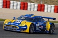 Spyker C8 Laviolette LMS bleu/jaune 3/4 avant gauche filé penché 2