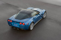 Chevrolet Corvette C6 ZR1 bleu 3/4 arrière droit vue de haut 2