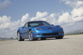 Chevrolet Corvette C6 ZR1 bleu 3/4 avant droit penché