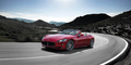 Maserati GranCabrio Sport rouge 3/4 avant gauche travelling penché