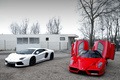 Cars & Coffee Paris - Mars 2012 - Ferrari Enzo rouge & Lamborghini Aventador blanc
