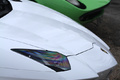 Cars & Coffee Paris - Mars 2012 - Lamborghini Aventador blanc phare avant debout