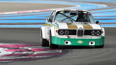 Roulage circuit Paul Ricard HTTT - Le Castellet - BMW 3.0 CSL blanc/vert 3/4 avant droit