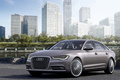 Audi A6 e-Tron marron 3/4 avant gauche