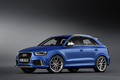 Audi RS Q3 bleu 3/4 avant gauche