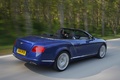 Bentley Continental GTC 2011 bleu 3/4 arrière droit travelling