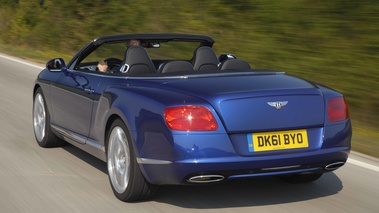 Bentley Continental GTC 2011 bleu 3/4 arrière gauche travelling
