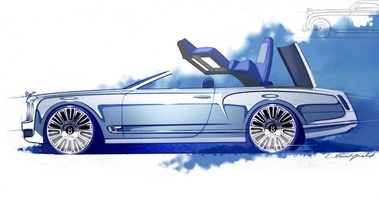 Bentley Mulsanne Convertible Concept - esquisse - profil gauche, capote en moouvement