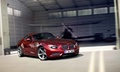 BMW Zagato Coupé rouge 3/4 avant droit travelling penché