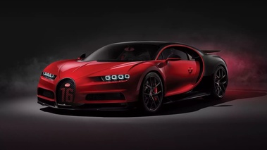 Bugatti Chiron Sport rouge/noir 3/4 avant gauche