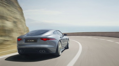 Jaguar C-X16 - gris - 3/4 arrière droit, filé