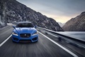Jaguar XFR-S - bleue - face avant filé