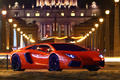 Lamborghini Aventador LP700-4 orange 3/4 avant droit debout