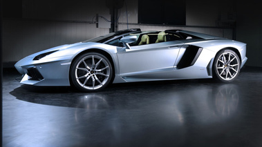 Lamborghini Aventador Roadster - bleu Azzuro Thetis - profil gauche