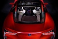 Lexus LF-LC rouge face arrière vue de haut debout