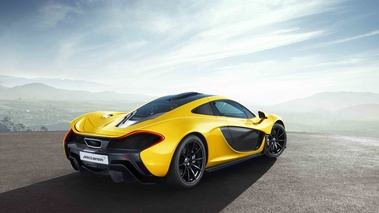 McLaren P1 jaune 3/4 arrière droit