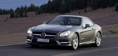 Mercedes SL500 R231 anthracite mate 3/4 avant gauche fermé travelling