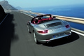Porsche 991 Cabrio - Grise - 3/4 arrière gauche, dynamique