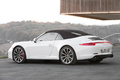 Porsche 991 Carrera 4S Cabriolet blanc 3/4 arrière gauche capoté