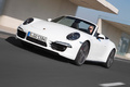 Porsche 991 Carrera 4S Cabriolet blanc 3/4 avant gauche travelling penché 2