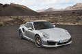 Porsche 991 Turbo S gris 3/4 avant droit