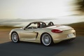 Porsche Boxster S 981 jaune 3/4 arrière gauche travelling