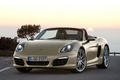 Porsche Boxster S 981 jaune 3/4 avant gauche
