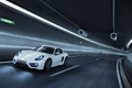 Porsche Cayman 981 blanc 3/4 avant gauche travelling penché