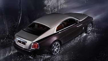 Rolls Royce Wraith marron/beige 3/4 arrière droit vue de haut
